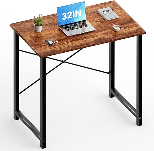 OLIXIS Escritorio de oficina de 32 pulgadas, mesa de trabajo para computadora pequeña con bolsa de almacenamiento, ganchos para auriculares, mesa de