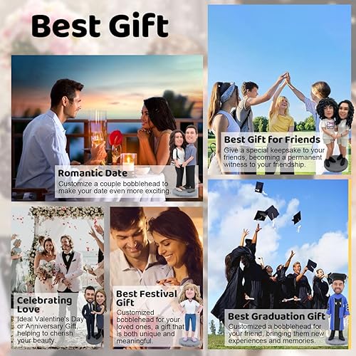 Miniatura 5 de AIOU AIOU Figuras de Bobbleheads personalizadas de 8 pulgadas para una persona como aniversario de la madre, día del padre, graduación, cumpleaños,