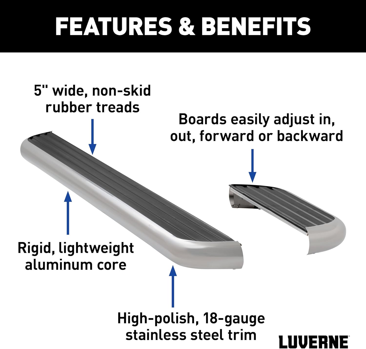 FTNF Luverne 575100-571477 MegaStep 100, 36-Inch Premium Non-Skid Aluminum Running Boards, Compatible with Select Ram ProMaster