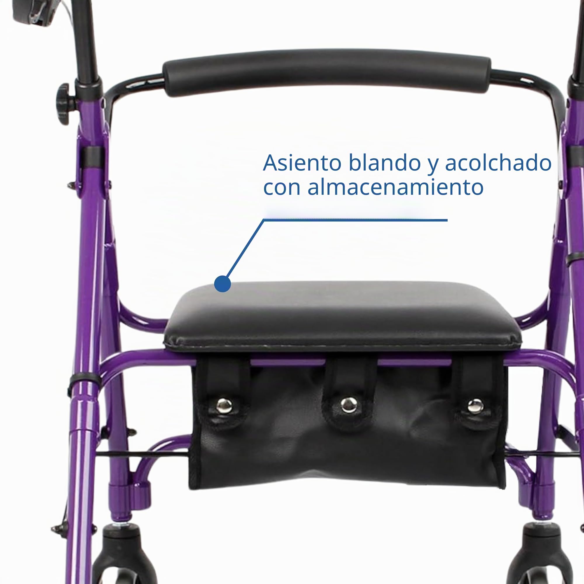 Days Andador de Cuatro Ruedas Ligero y Plegable con Asiento Acolchado, Frenos de Bloqueo, Mangos Ergonómicos y Bolsa de Transporte, Ayudas A la Movilidad, Mediano, Azul