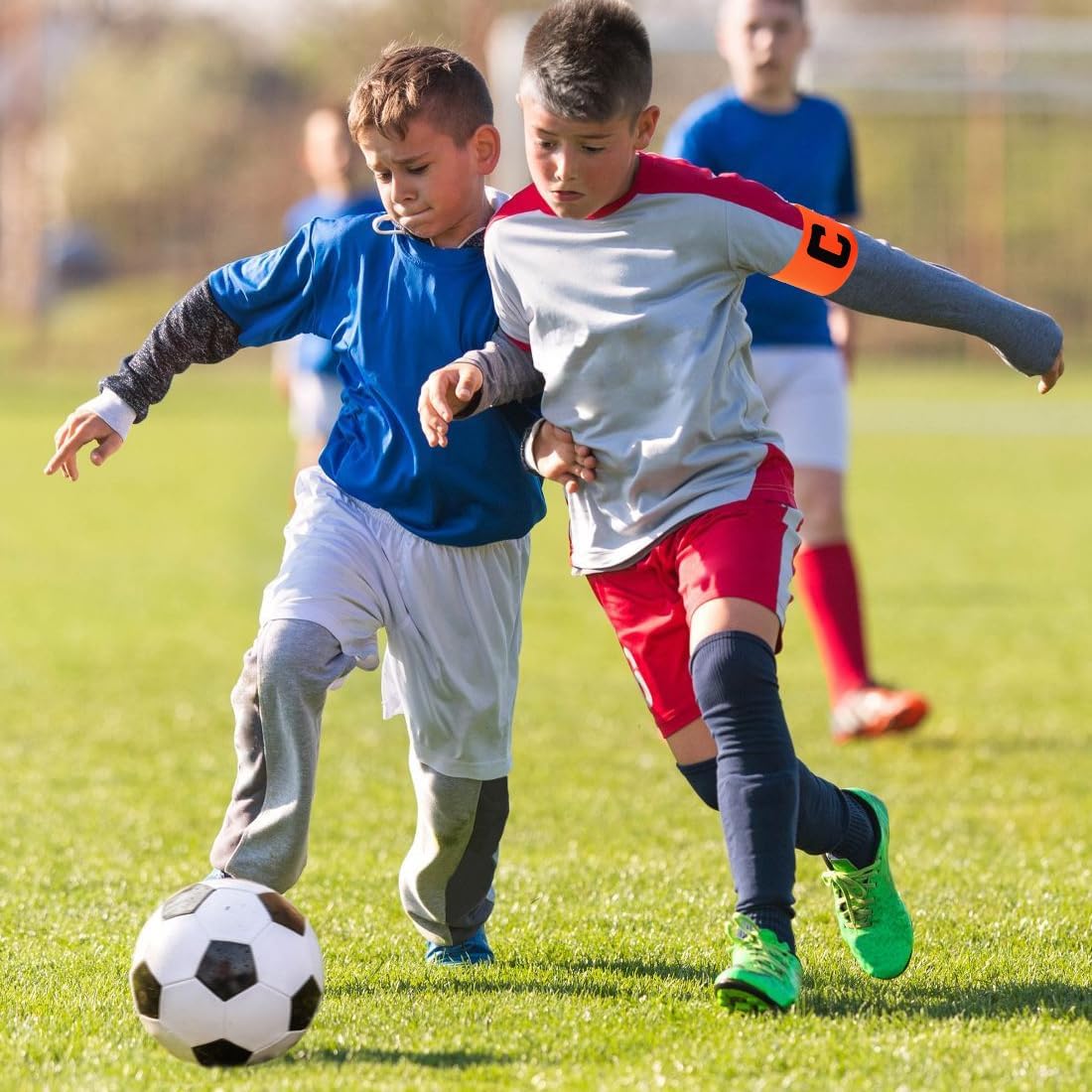 4 Pieces Captain's Armband with 1 Whistle, Soccer Armband, Elastic Adjustable Captain's Armband for Youth, Men, Women, Many Sports