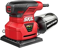 SKIL 7292-02 2.0 Amp 1/4 Sheet Palm Sander with Pressure Control, Micro-Filtration & Dust Collection - Red