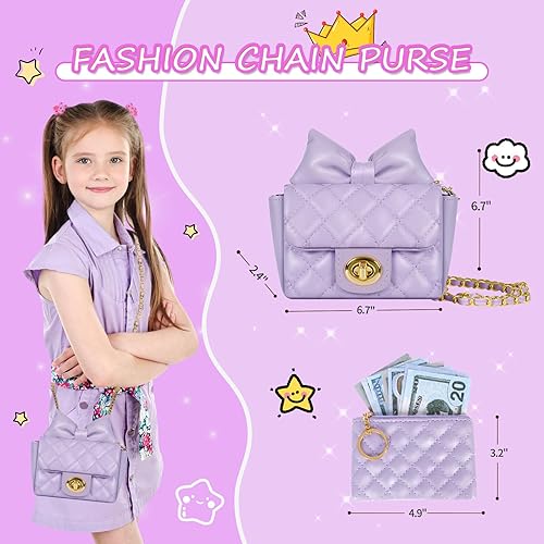 Miniatura 2 de KONP Bolso para niña con kit de maquillaje para niños, mi primer juego de bolso con bolsa de cadena y más juguetes de simulación, juguetes de