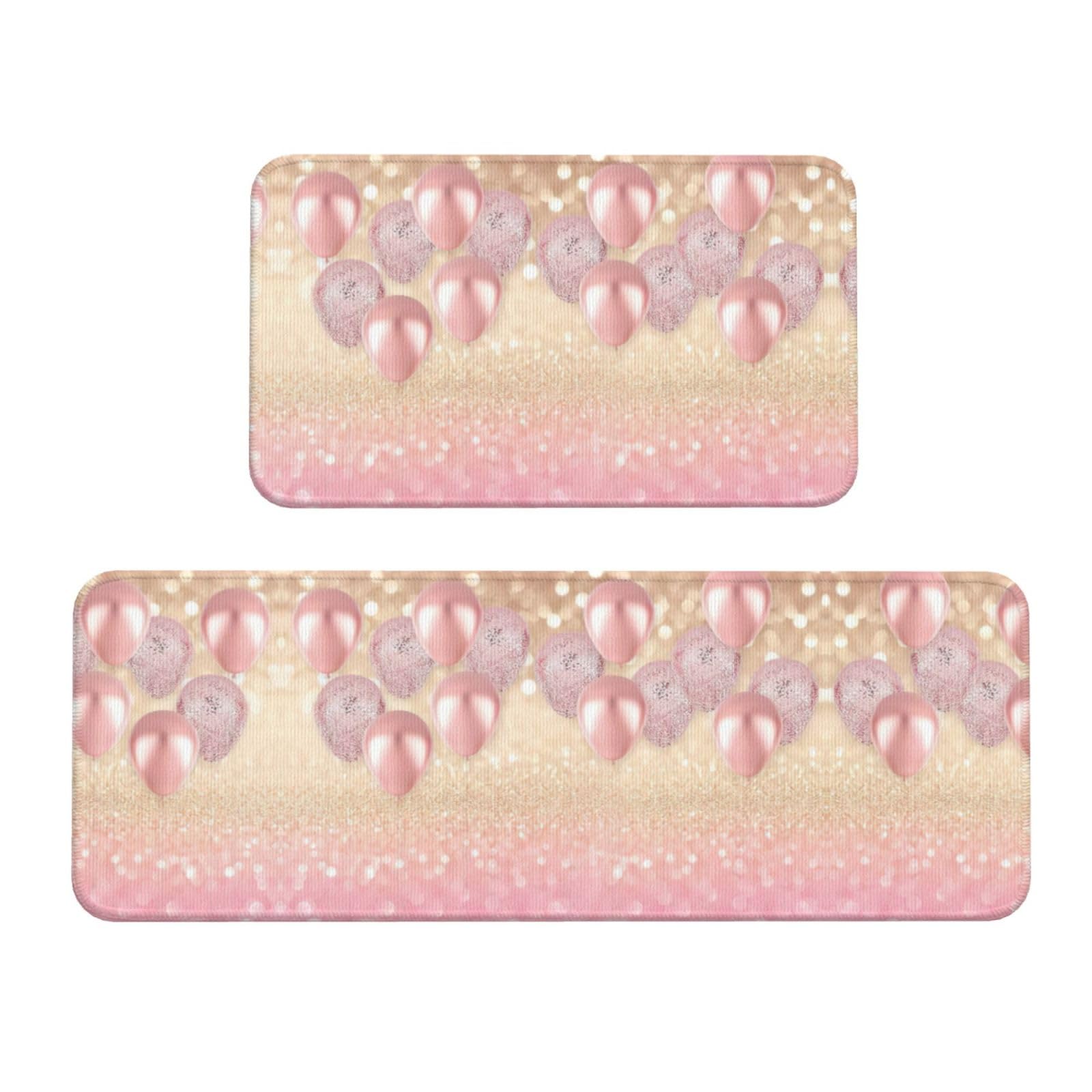 Tapis de sol antidérapants ballons roses paillettes restaurant lot de 2 design