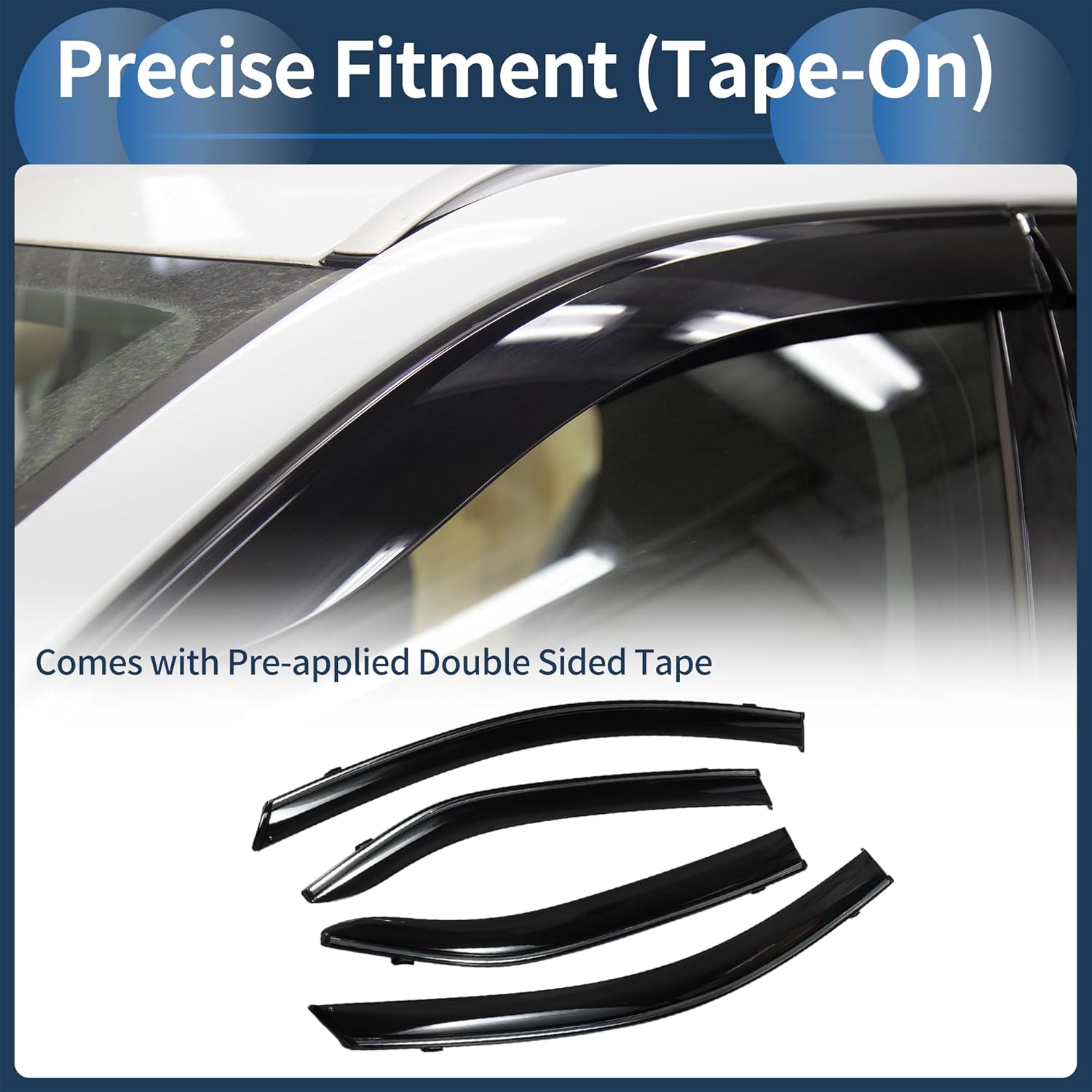 Window Deflectors for Toyota Camry 2007-2011 Vent Visors Black Rain Guards Reinforced Acrylic 4 Pcs