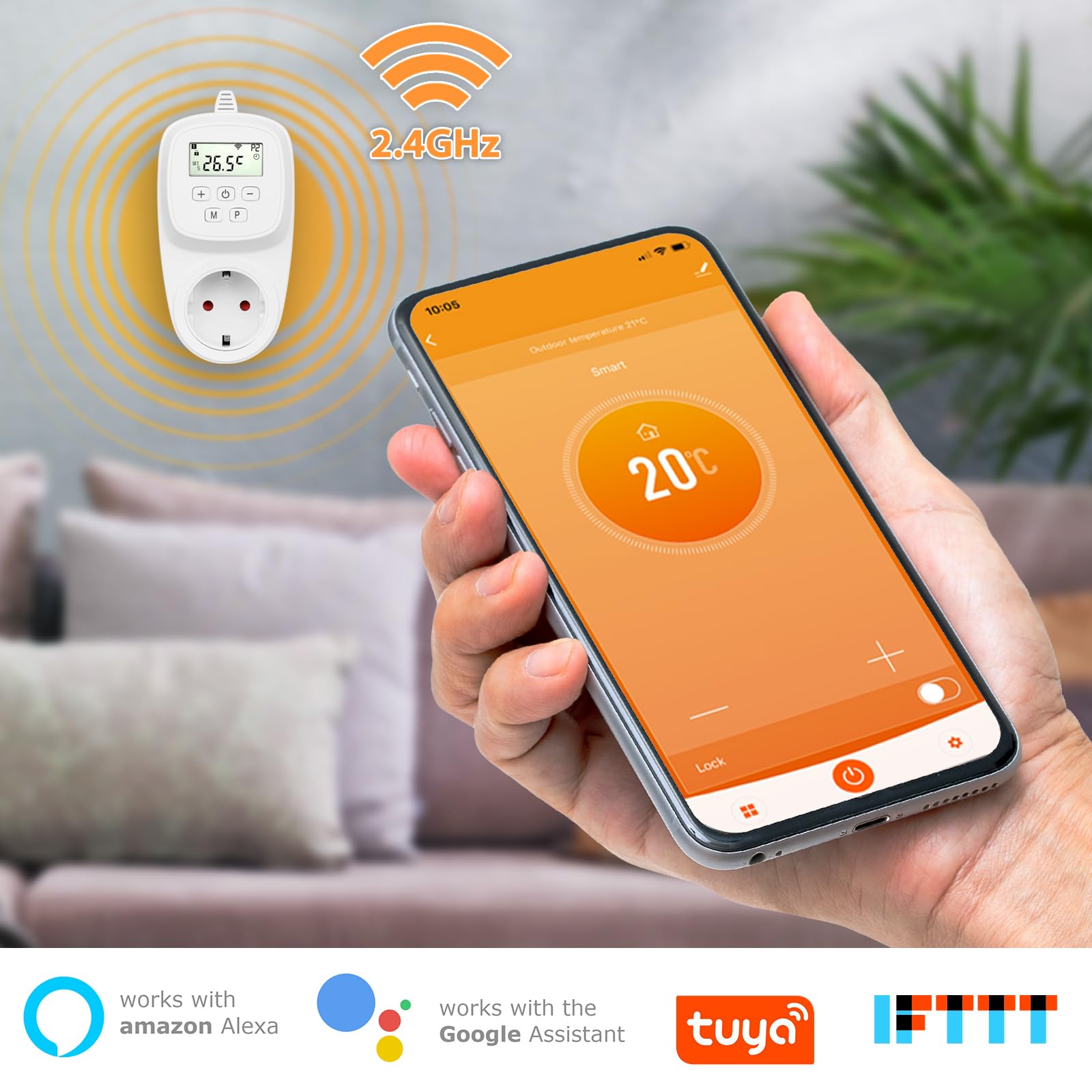 Prise intelligente Thermostat numérique WiFi Régulateur d'espace pour chauffage au sol Radiateur
