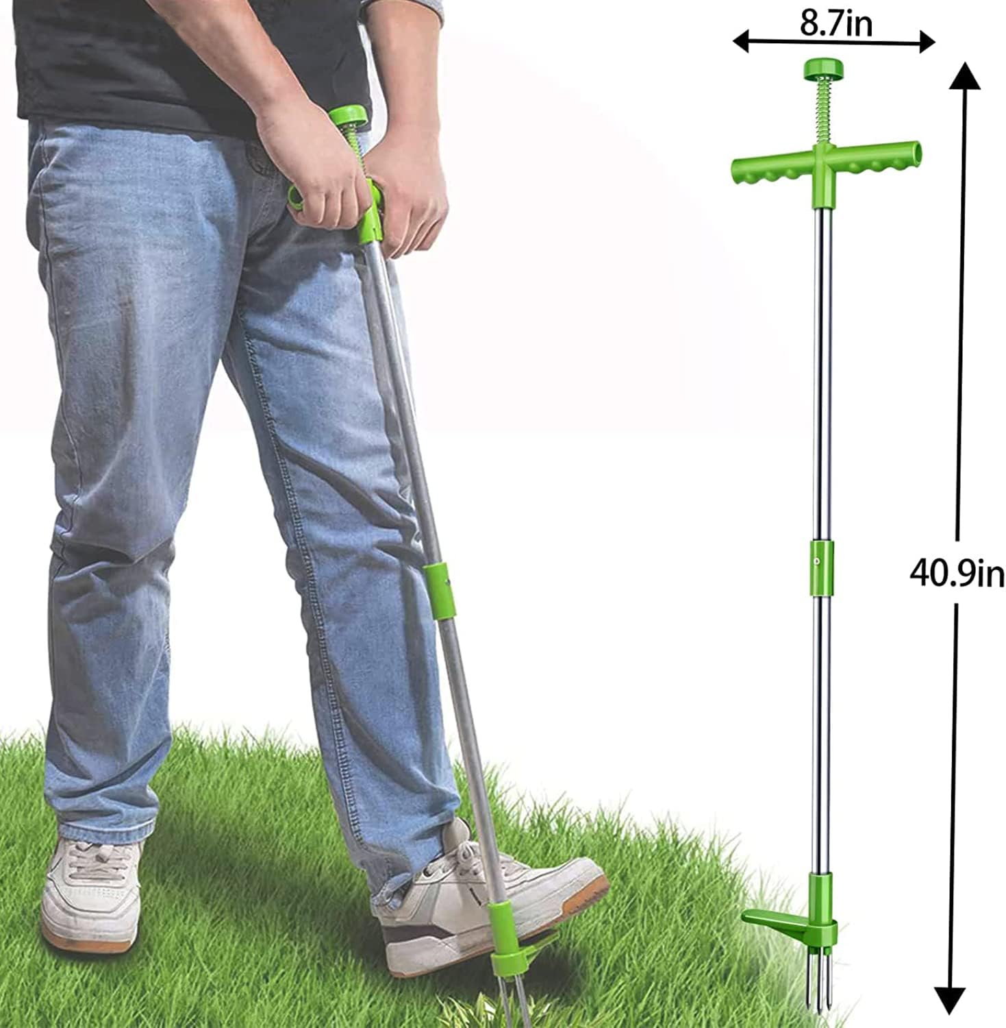 Weed Puller,Stand Up Weeder Hand Tool,39 inch Long Handle Garden Weeding Tool with 3 Stainless Steel Claws,High Strength Foot Pedal and Picker Suitable for Backyard, Lawn, Patio Garden Hand Tool