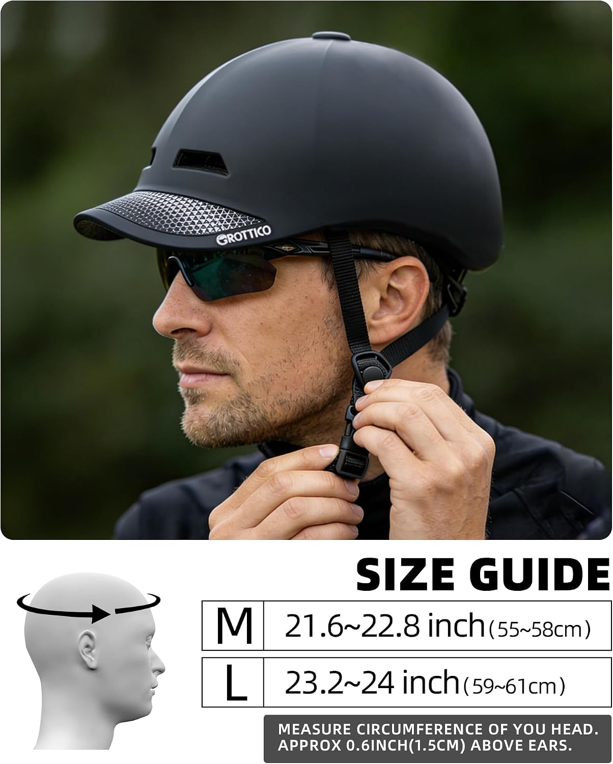 Adult Bike Helmet for Men Women,Adjustable Lightweight Baseball Cap Style Cycling Helmet for Commuting, Road Biking, Skating Scooter