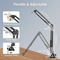 Vista 8 de TONOR Paquete de equipo de podcast para 2, mezclador de audio con micrófono dinámico y juego de brazo de brazo, micrófono XLR con interfaz de audio