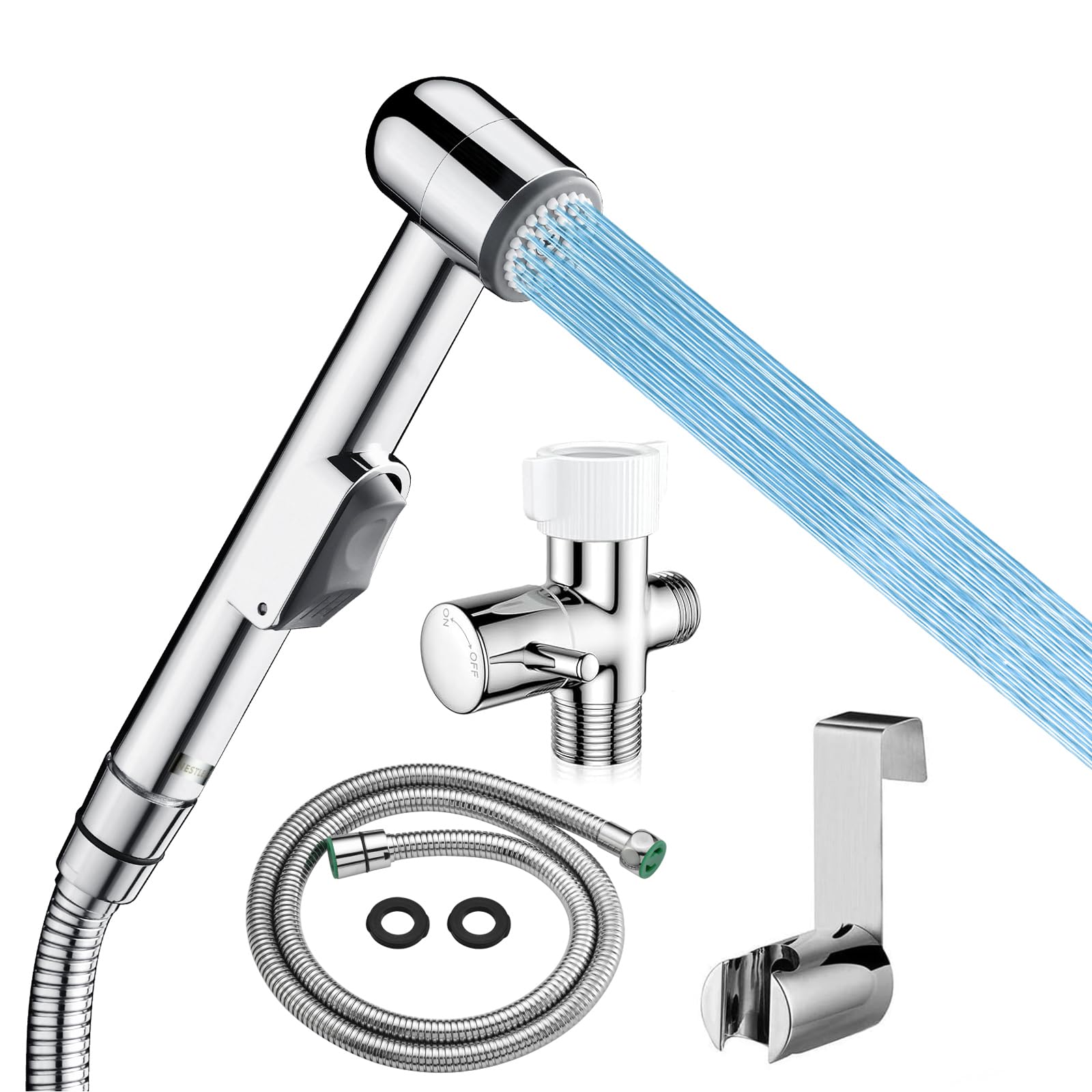 Photo 1 of NESTLEAP Handheld Bidet Sprayer for Toilet - Durable ABS Bathroom Jet for Feminine Hygiene, Baby Cloth Diaper Washer & Pet Bathing - Lightweight Toilet Attachment with Hose, Easy DIY Installation