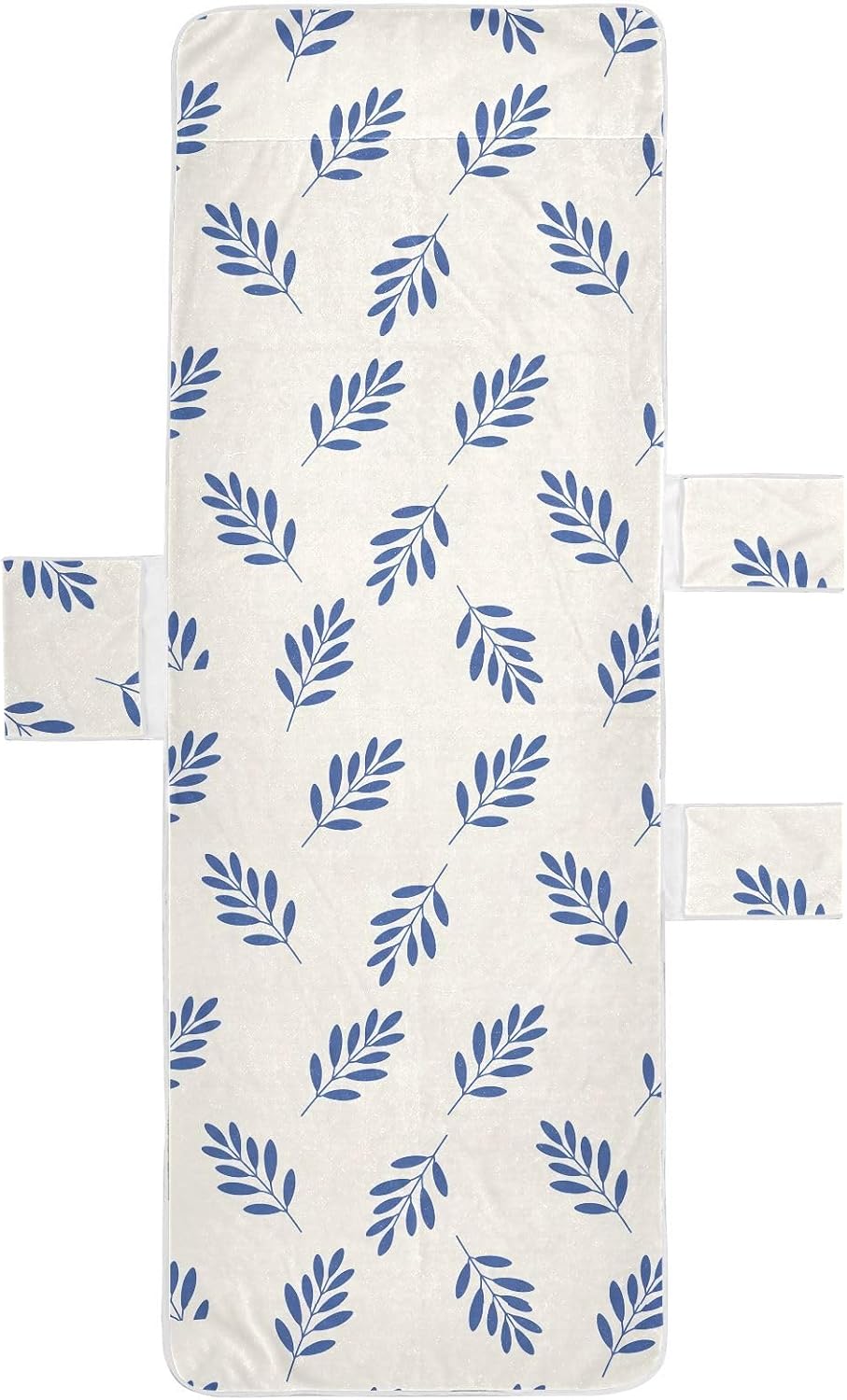 Leaves Lounge Chair Towel Cover with Side Pockets – 85x30in Foldable Chaise Cover for Beach, Pool, Patio, Spa