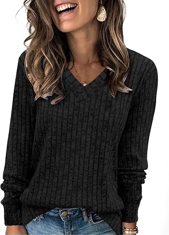 Womens Lightweight Sweaters Fall Long Sleeve Henley Shirt Fall Casual Crewneck Tunic Tops Lightweight Tunic Sweaters Trendy