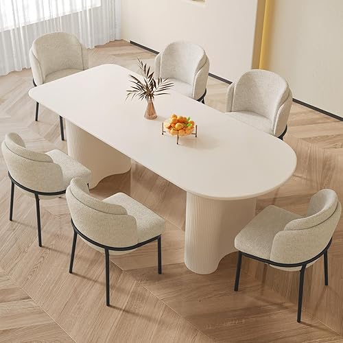 Miniatura 32 de Juego de mesa de comedor para 4, mesa de cocina moderna con 4 sillas, juego de mesa de comedor para cocina, comedor, hogar y oficina (mesa blanca de