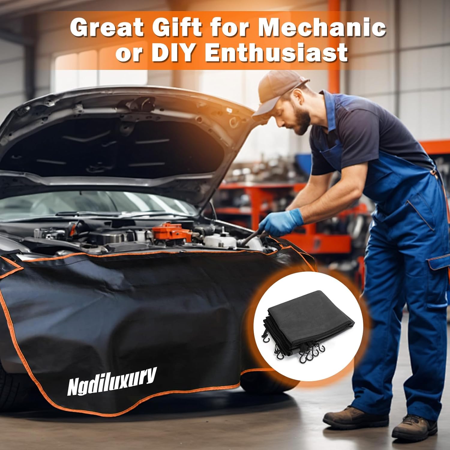 Fender Covers for Mechanics,3Pcs Microfiber Leather Car Fender with Stronger Magnets & Hooks Automotive Fender Protector Mats Pads for Sedans Trucks SUVs Station Wagon - Size M