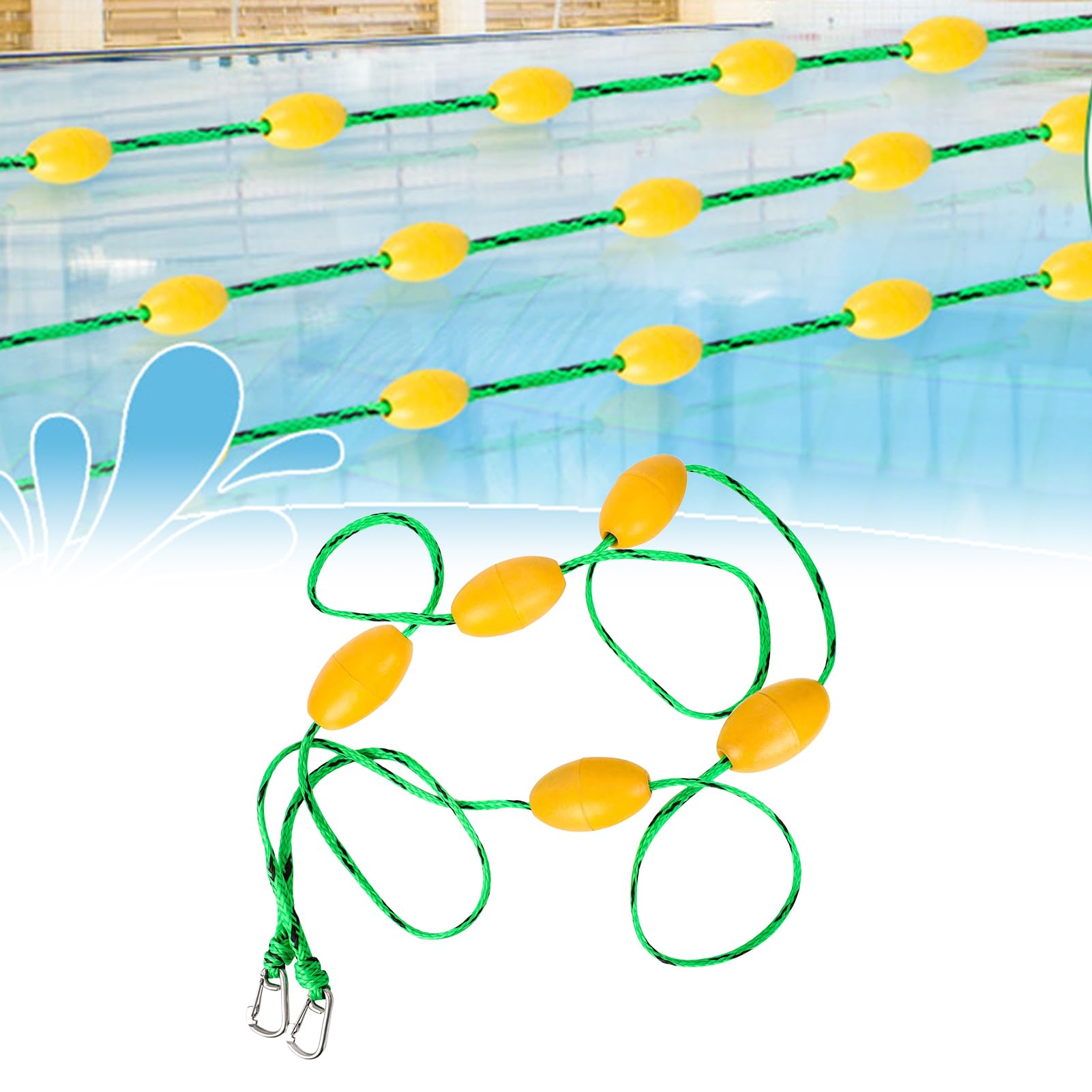 Flotteurs De Cordage pour Piscine,Corde à Bouées de 5m pour Diviser la Piscine | Ligne Flottante avec Crochets INOX Et Bouées pour Délimitation des Zones Adultes