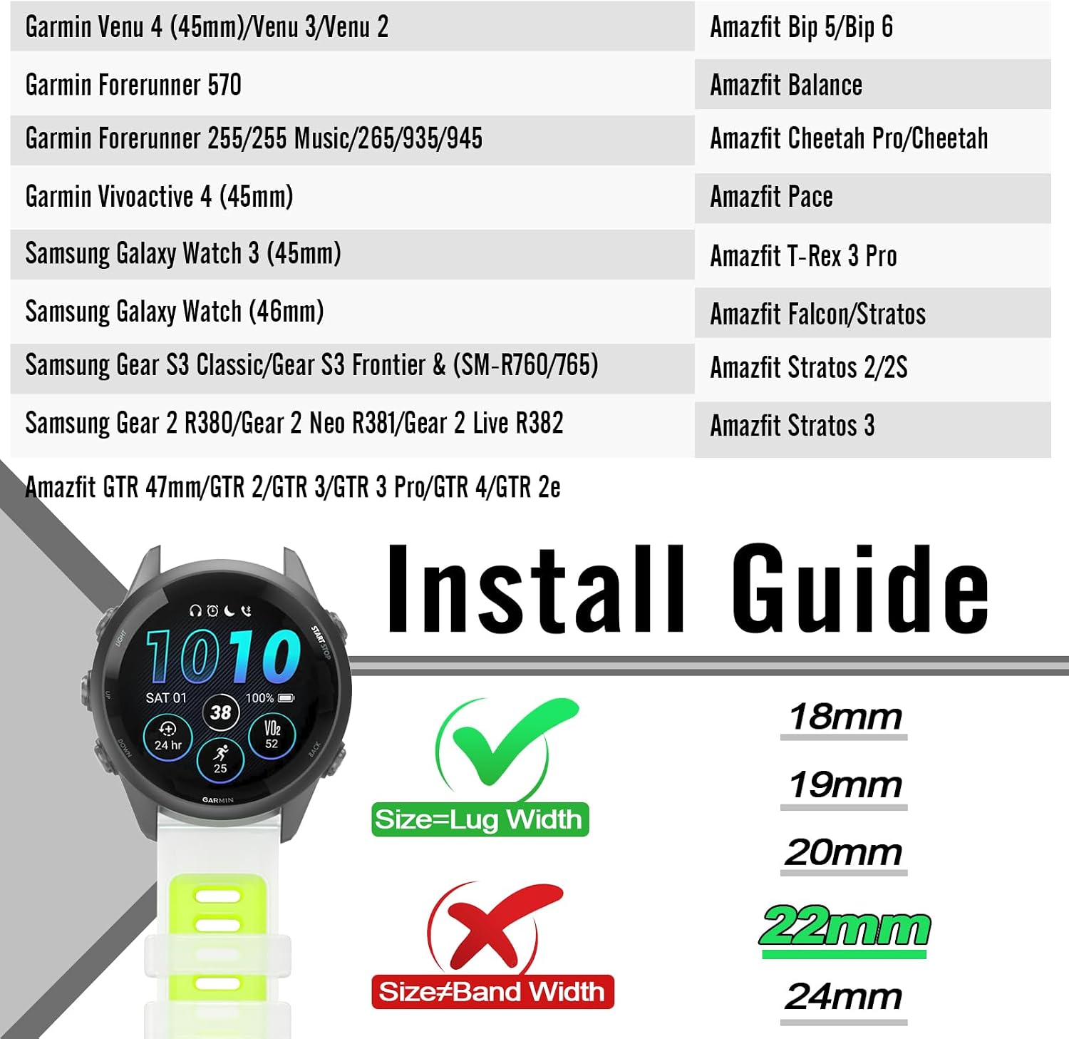 Watch Bands for Garmin Forerunner 570 47mm / Forerunner 265/255 image 5
