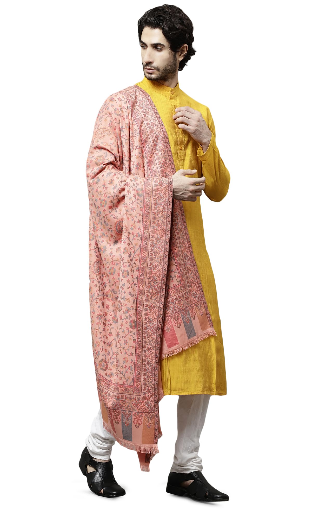 weavers villa Men's Acro Wool Blend Kani Woven Design Wraps, Stoles, Unisex Shawls, 100cm x 200cm-picture-33