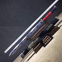 Vista 1 de Lin creative Espada Han jian, hecha a mano, hoja de grabado de acero de alto carbono, vaina de madera maciza, Wushu