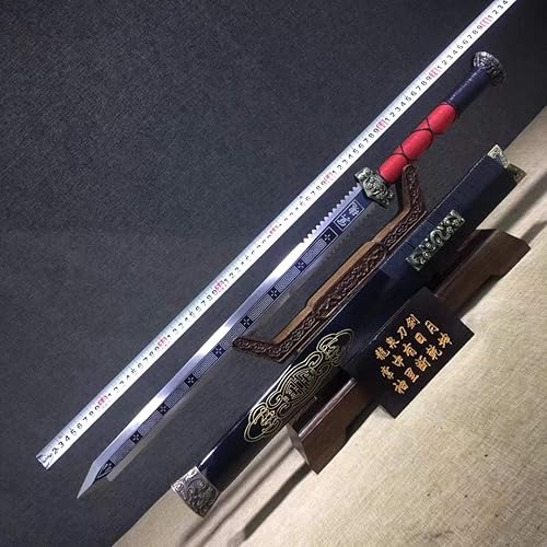 Lin creative Espada Han jian, hecha a mano, hoja de grabado de acero de alto carbono, vaina de madera maciza, Wushu