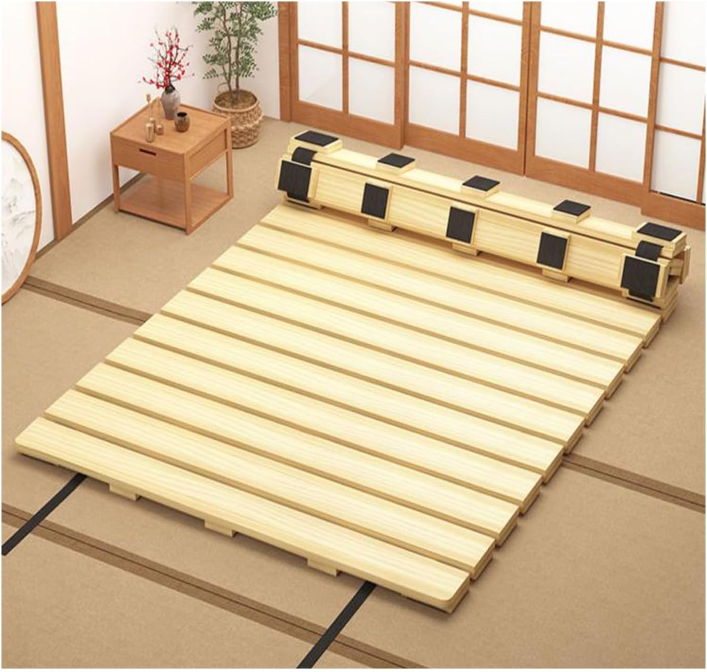 Fold Rollable Hard Bed Board, Wooden Breathable Bed Slats Waist Protector Board Hard Bed Support Board for Dorm Loft RV Floor(24X47IN)