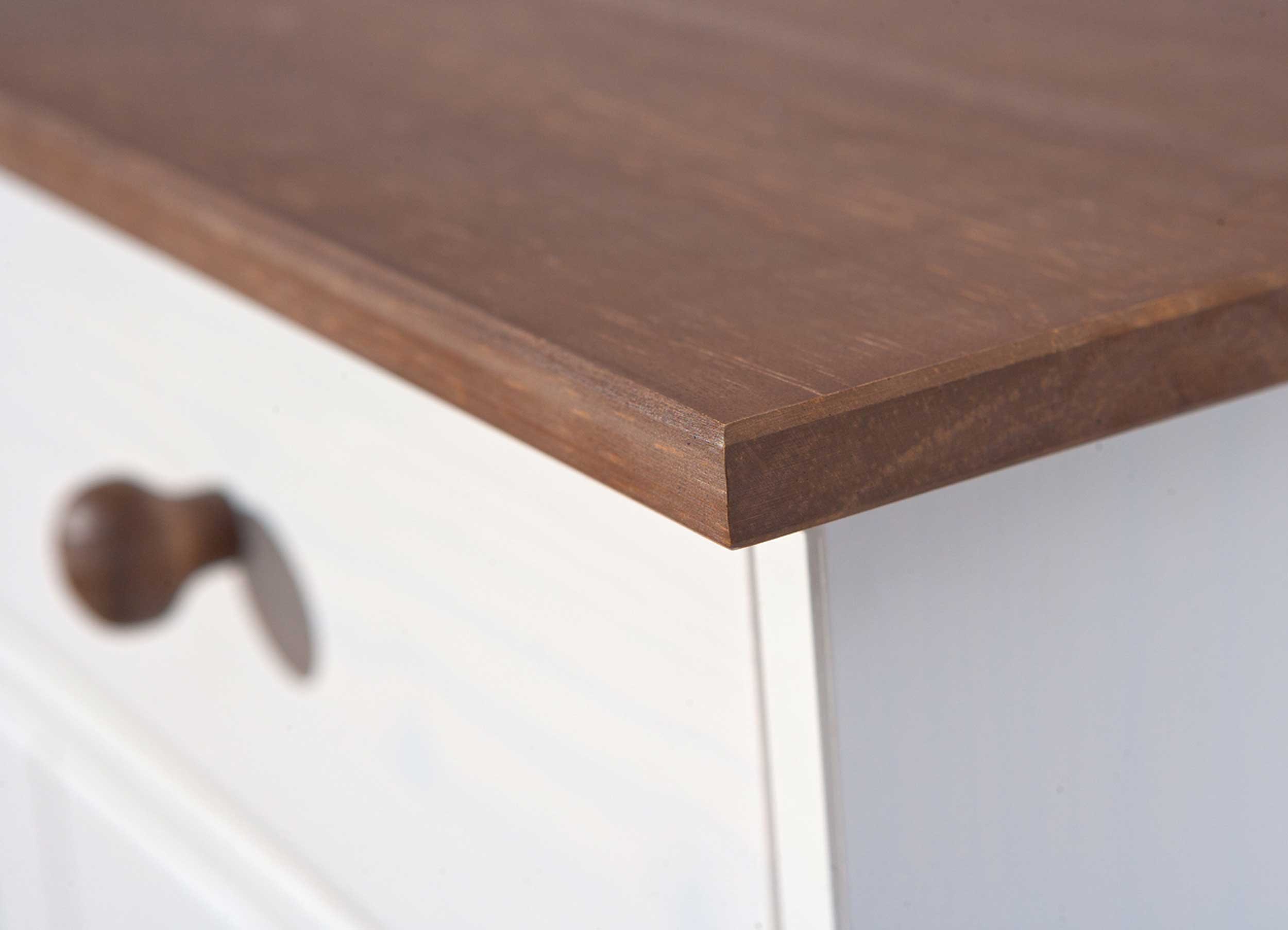 Inter Link – Kommode – Buffet – Sideboard – Kiefer massivholz – 3 Türen – 3 Schubladen – Landhausstil – Für Esszimmer – Wohnzimmer – Eingang – Westerland 4.2 - Weiß / Sepia Braun