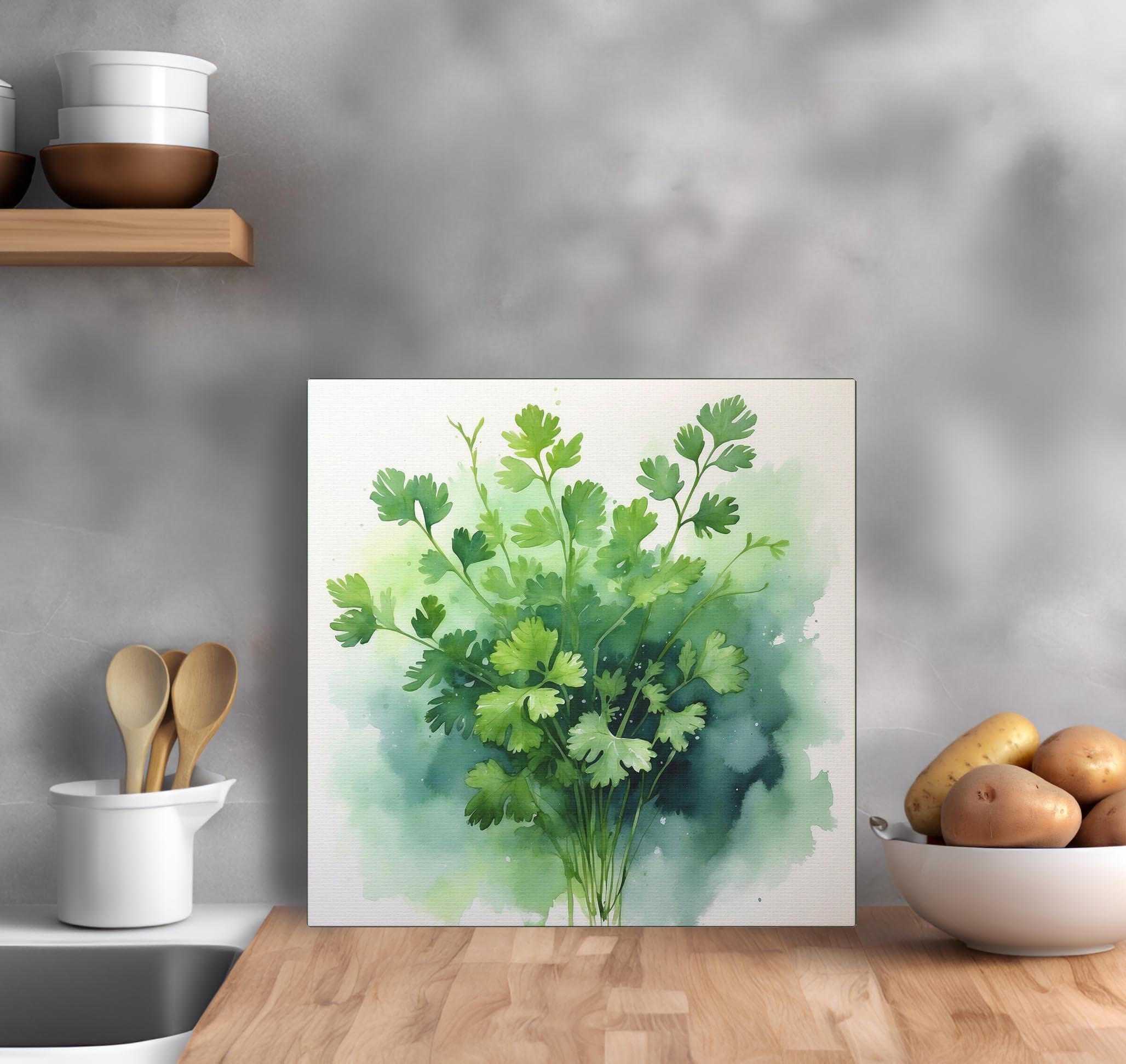Impression sur toile coriandre style minimaliste format carré 60x60cm