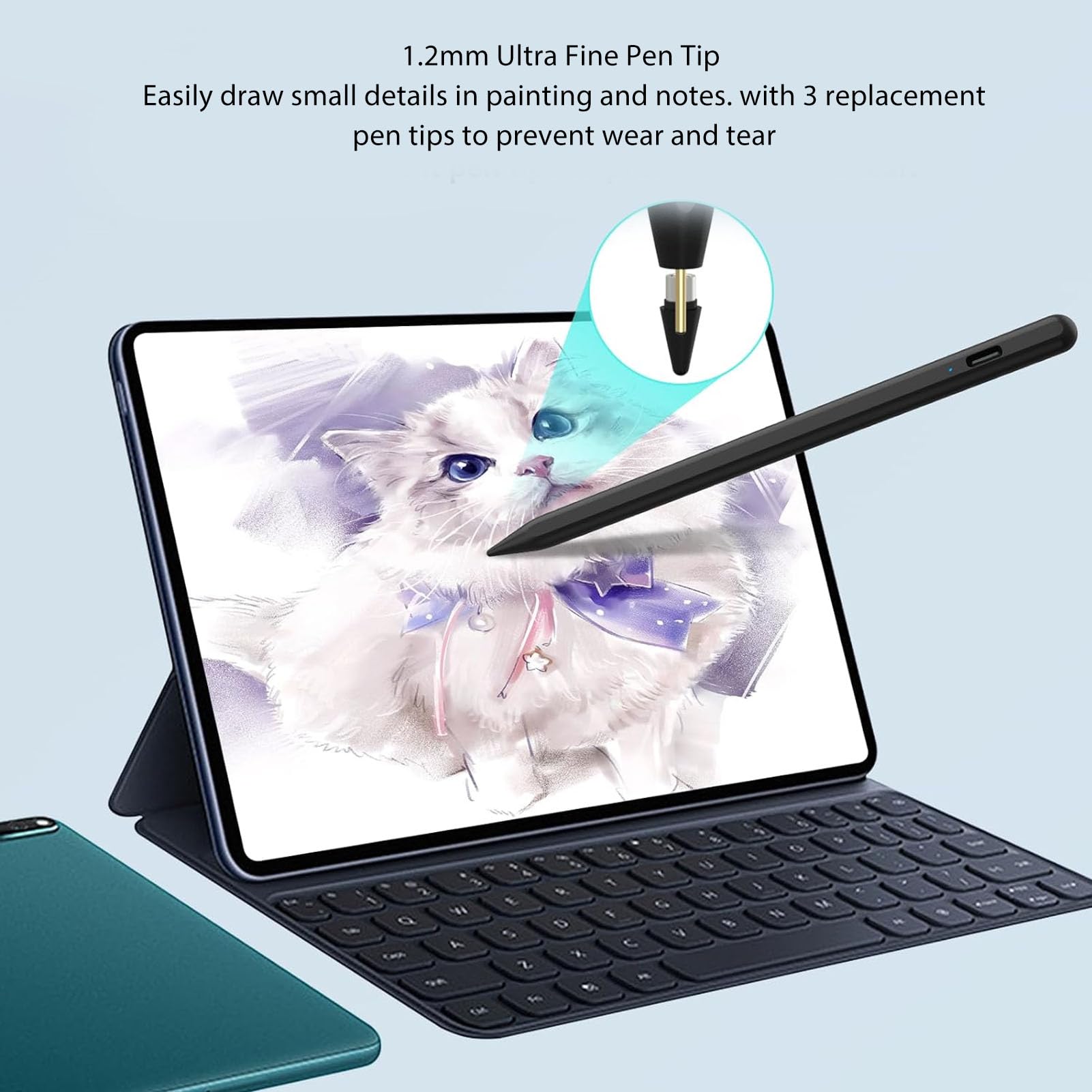 Penna Stilo per Tablet per Touch Screen, Penna Touchscreen Digitale Magnetica Ad Alta sensibilità Penna per Tablet con Punta Precisa Nera per Android per Dispositivi IOS