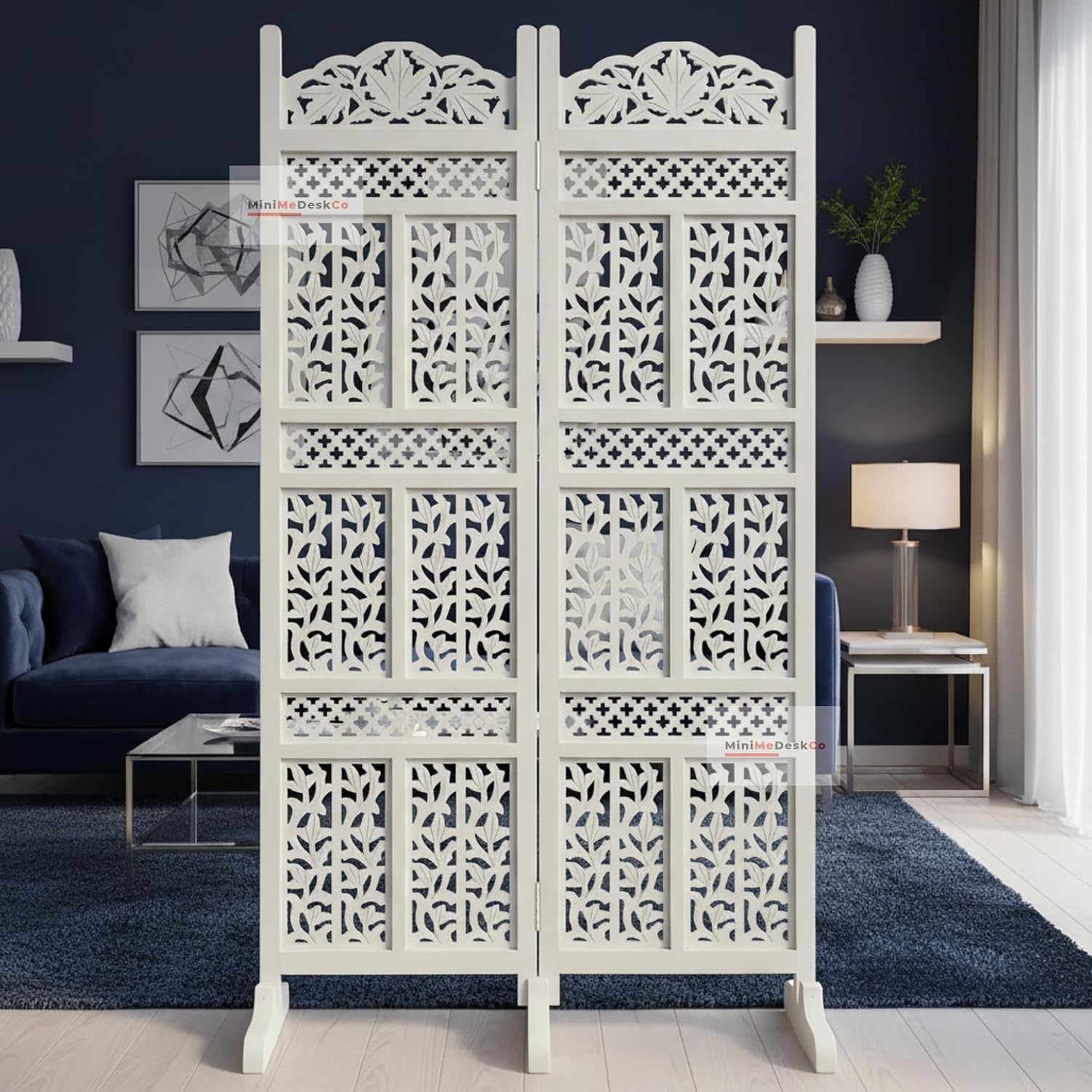 2 Panel Wooden Room Divider White Folding Privacy Screen 6 Feet Tall Decorative Partition Divider for Living Room Bedroom Office Home Decor Freestanding Foldable Screen 40 Inch Wide-image-31