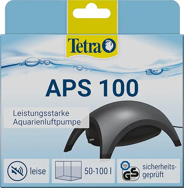 Tetra APS 100 Aquarium Luftpumpe - Leise Membran-Pumpe für 50-100 L Aquarien, Schwarz