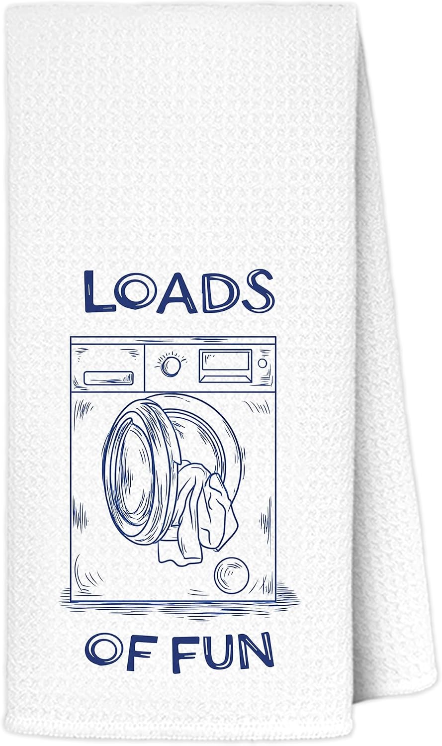 Funny Retro Blue Laundry Hand Towels 16x24 Inch, Laundry Room Decor and Accessories, Blue Bathroom Decor, Loads of Fun Humorous Laundry Decorative Hand Towels for Washroom Bathroom