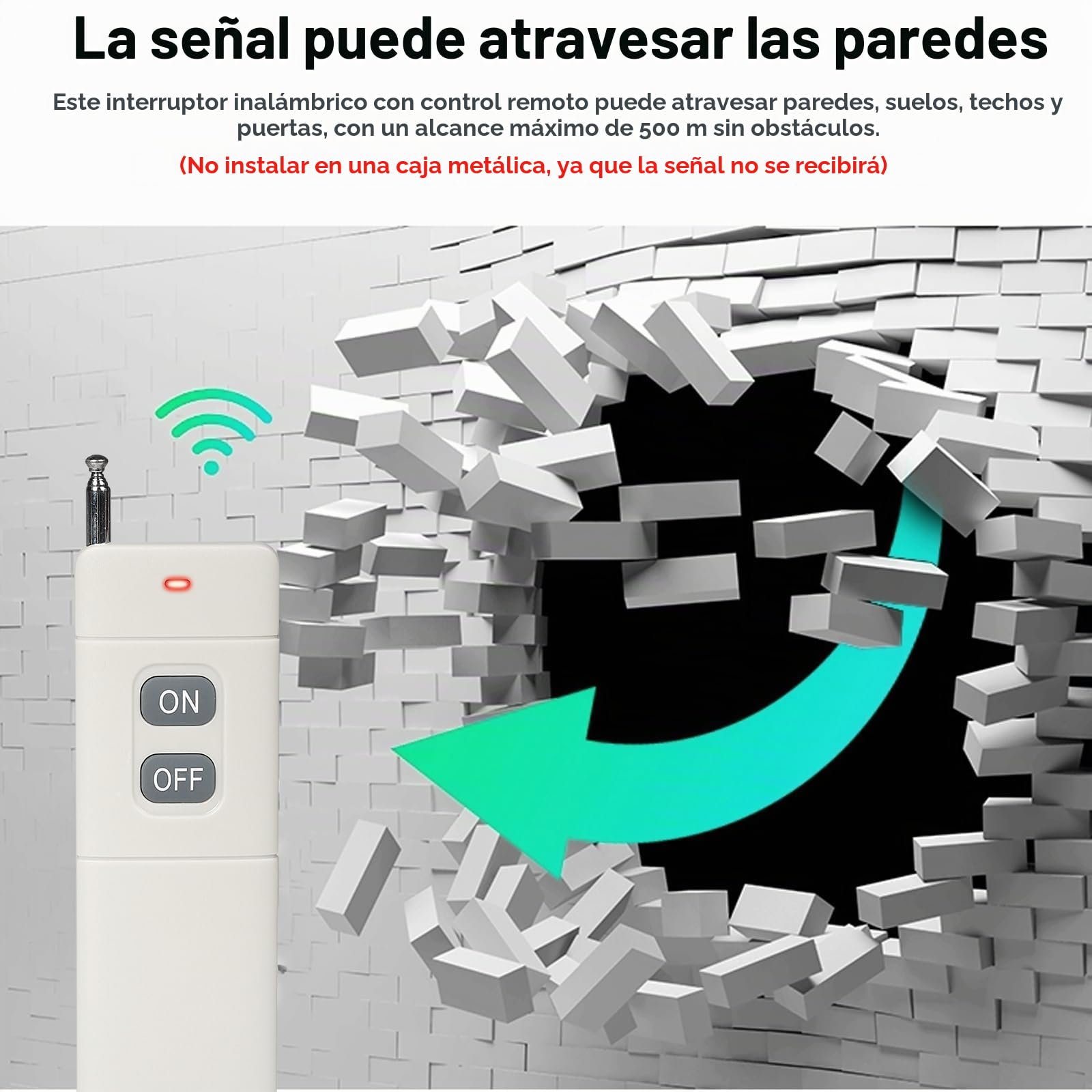 Interruptor Con Mando a Distancia 220V Interruptor Inalambrico Rele 220V remoto AC rele de control para bomba de agua motor sistema de seguridad distancia máxima 1500m con 2 mandos a distancia.