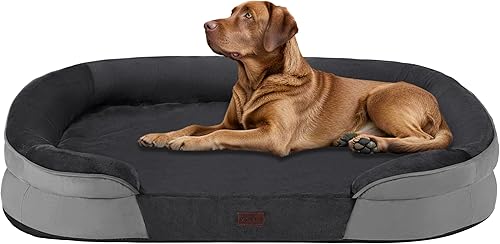 Dwanton Cama ortopédica para perros extra grandes con espuma viscoelástica de gel, sofá impermeable para perro, cama lavable para mascotas con cojín