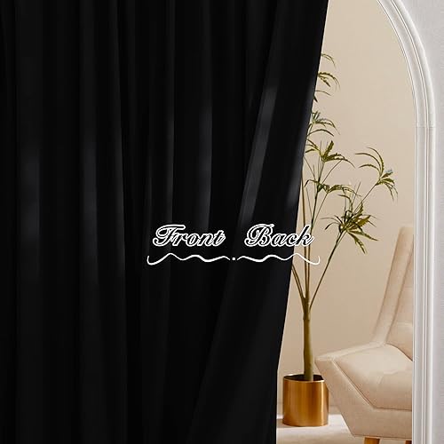 Miniatura 9 de PONY DANCE Cortinas opacas de terciopelo negro de 84 pulgadas, cortinas de terciopelo súper suaves para sala de estar, bolsillo extra ancho para