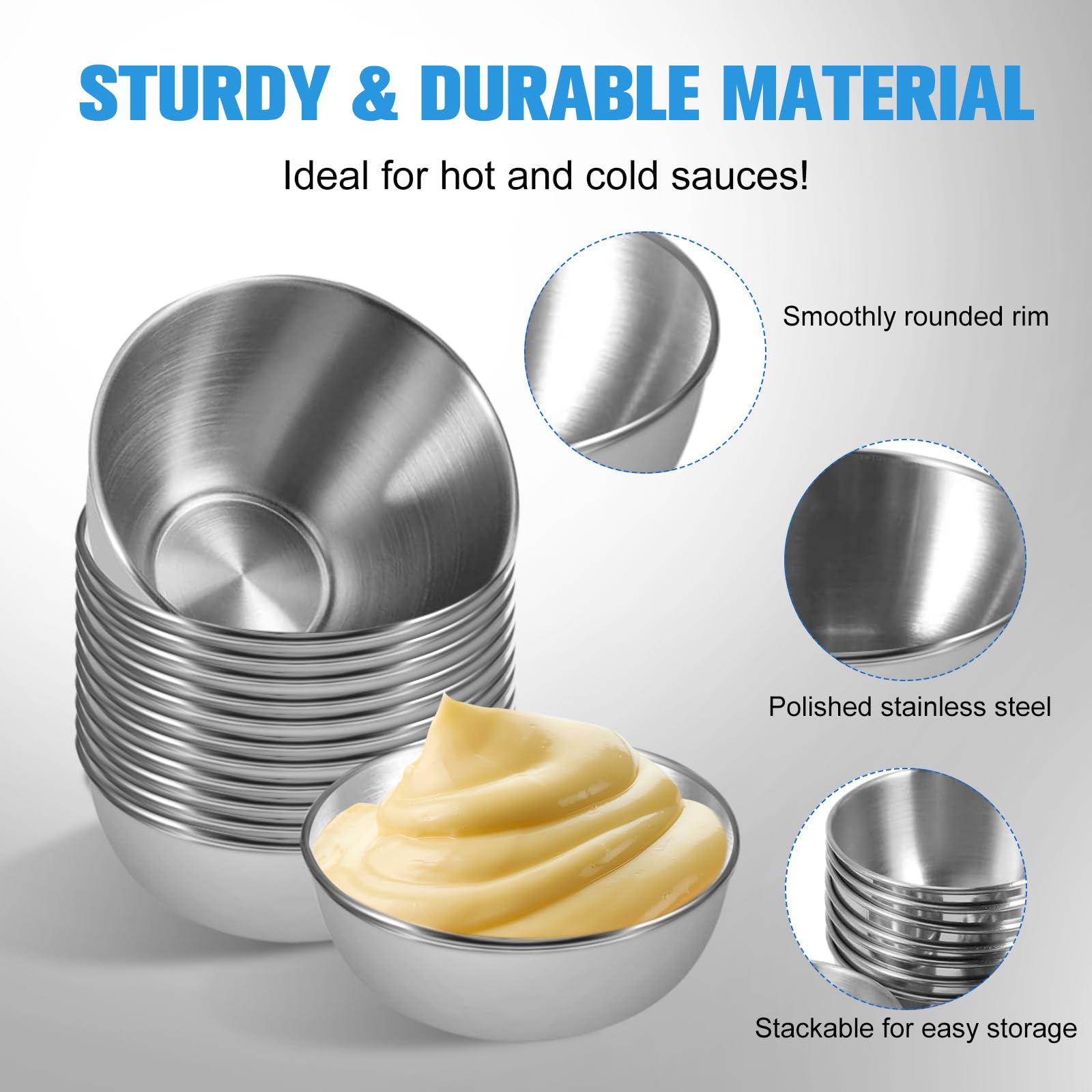 20 mini piattini in acciaio inox da 8,1 cm mini piattini individuali ciotola rotonda condimento piatti mini piatti antipasti salsa di soia sushi immersione ciotola piattini di miscelazione