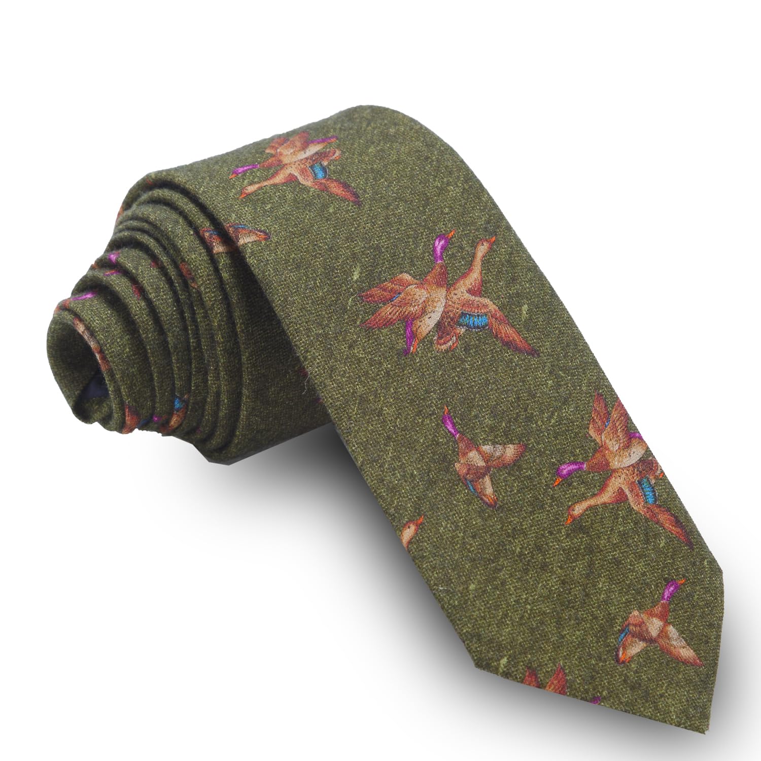 Cravate canards vert chasse pour costume original sans être excentrique