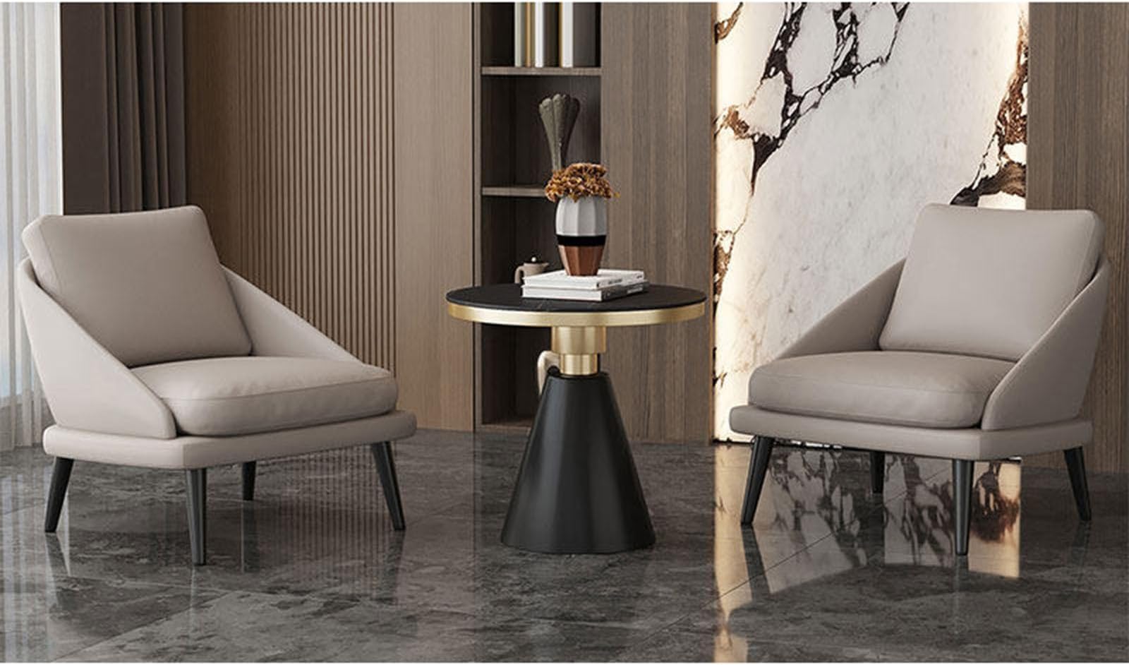 Modern Single Seating Set – Leisure Sofa Chair with Side Table for Salon VIP Lounge Hotel Lobby KTV Reception Office Waiting Area(Set,K)