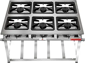 FOGÃO SERV INOX ALTA PRESSÃO 6 BOCAS (6 SIMPLES)