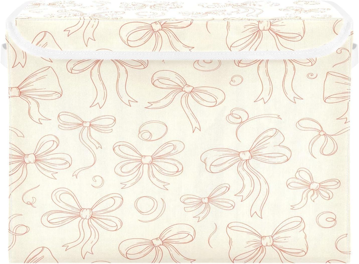 Cute Bow Fabric Storage Bins with Lids and Handle, Foldable Storage Bins with Lids, Closet Organizers for Clothes Storage Room Organization Office Storage Chest Organizer