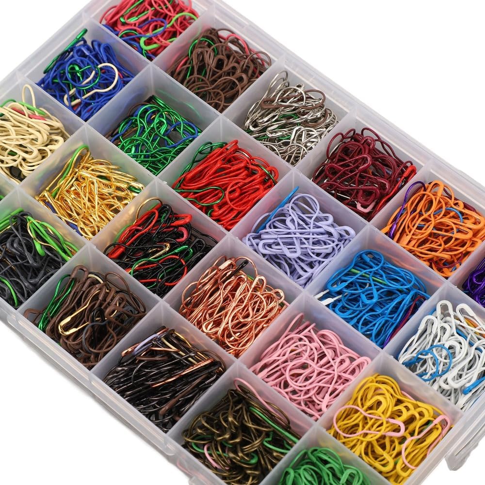 1200Pcs 24-Color Gourd-Shaped Iron Safety Pins Portable Reusable Bulb Safety Pins Durable Metal Clothing Tag Hanging Pins
