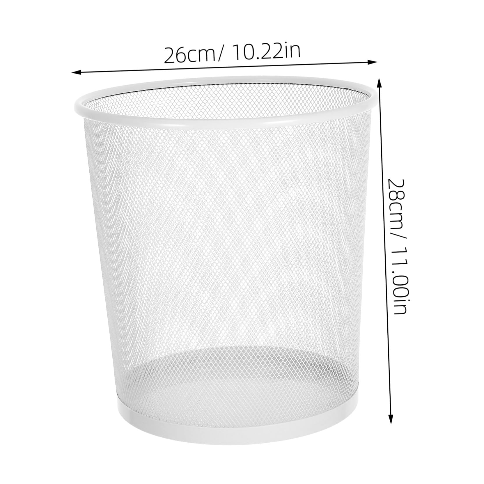 IMIKEYA Cestino in Ferro Bianco Elegante per Ufficio e Soggiorno, Design Semplice e Resistente Grande Capacità, come Cestino per Carta e Rifiuti da Tavolo