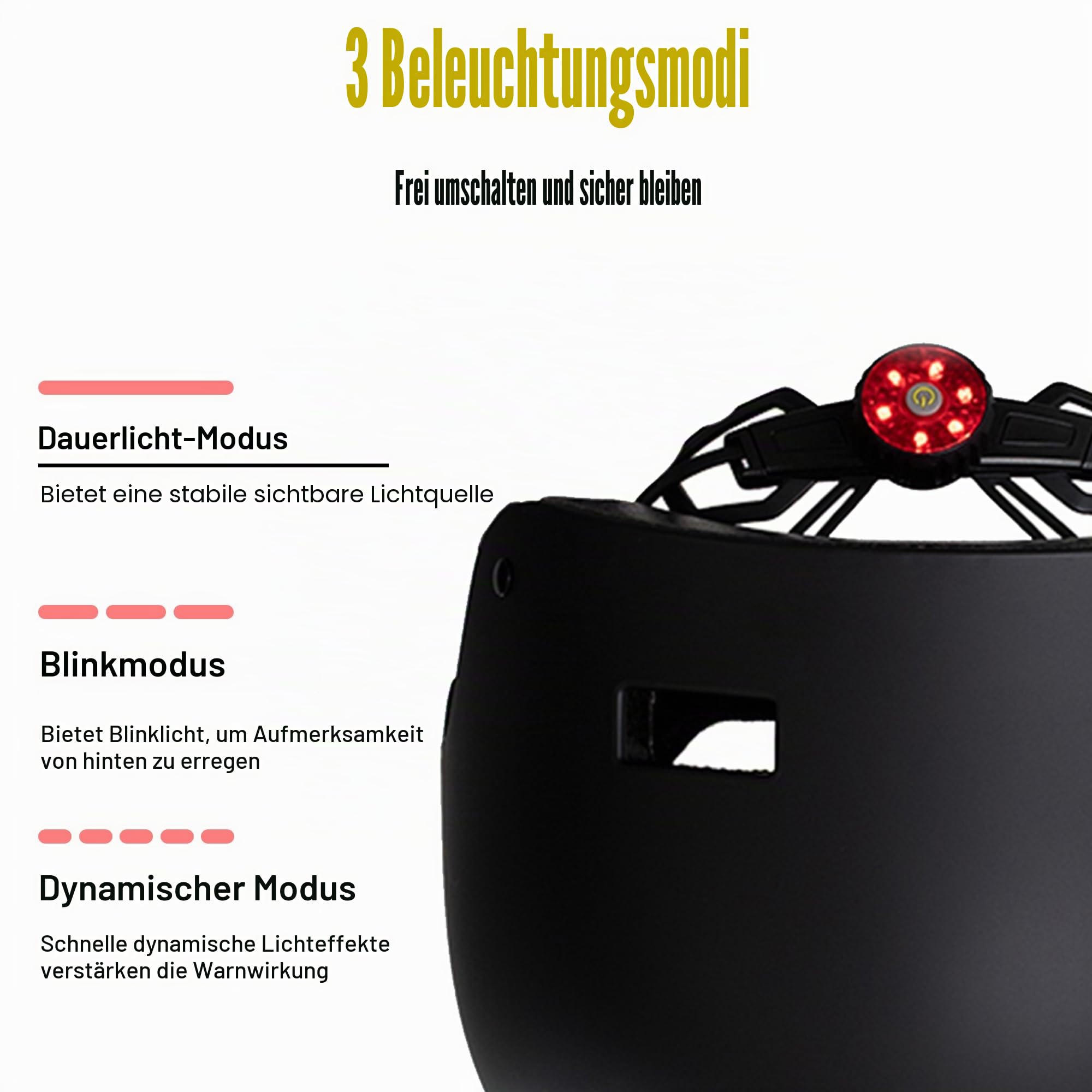 Pank Fahrradhelm für Erwachsene Helm Fahrrad mit Licht und Extra Polster für Damen und Herren Skaterhelm E-Scooter Helm Urban Radhelm Größe verstellbar