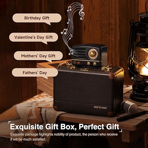 Miniatura 6 de Muzen - Altavoz Bluetooth OTR, portátil, inalámbrico, vintage, con sonido nítido, altavoces Bluetooth con radio FM, para el hogar, oficina y