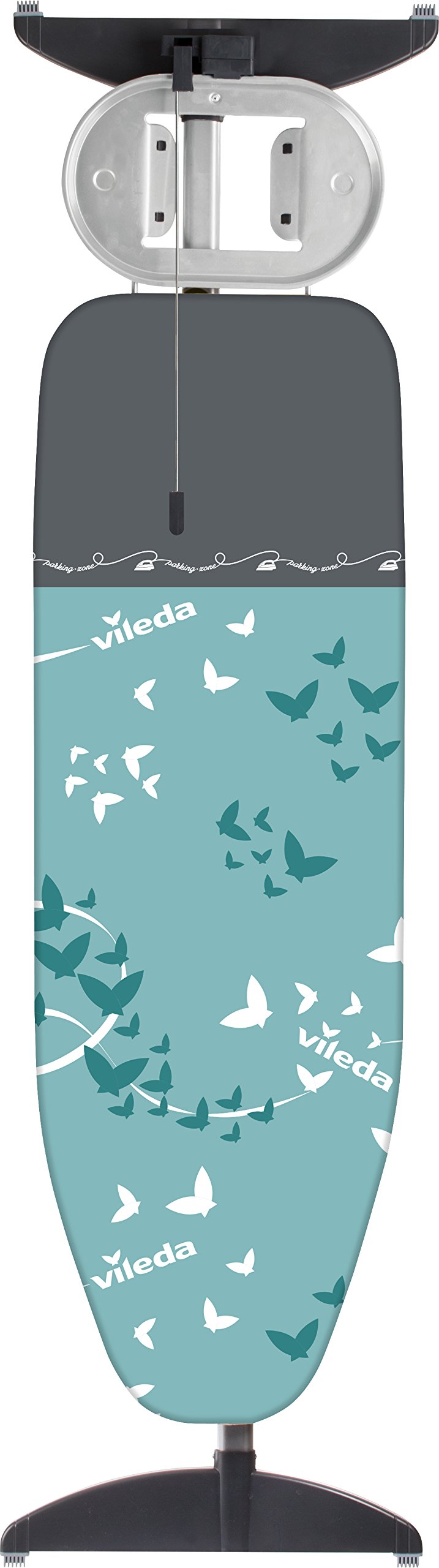 Vileda ASSE da Stiro Park And Go Plus, con Presa, con Antenna Reggifilo, Regolabile in Altezza, con Poggiaferro, Imbottita, Metallo, in Cotone, Azzurro/Grigio, 172 x 8.5 x 44.5 cm