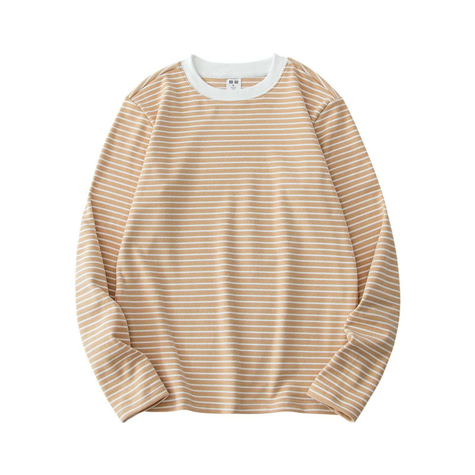 Maglia Termica Camicia da Fondo in Velluto Autunno E Invernale Femminile-Strisce di Albicocca-l