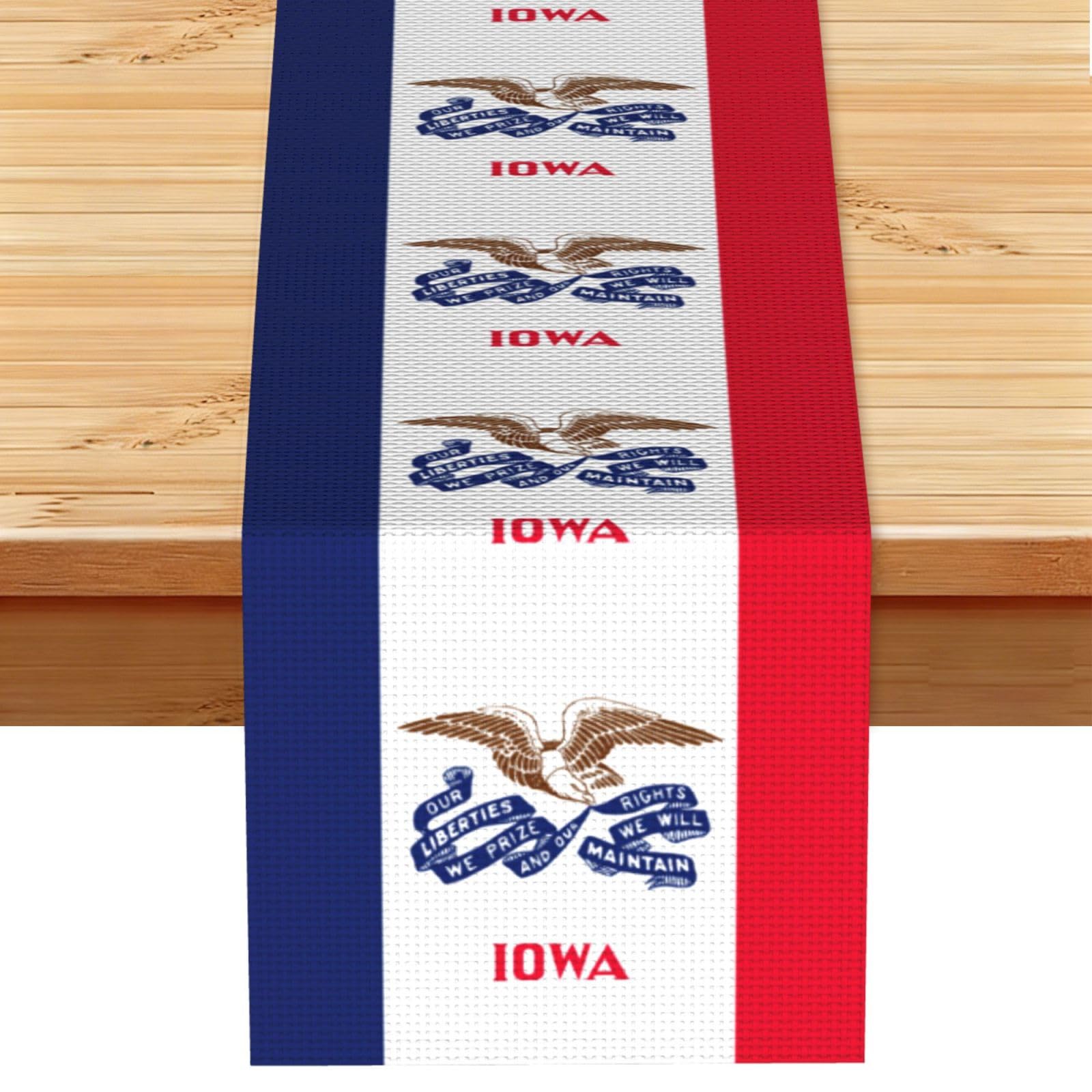 Iowa state flag Printed Table Runner 13 x 72, Wrinkle Resistant Decor for Dining Table Coffee Table Fireplace
