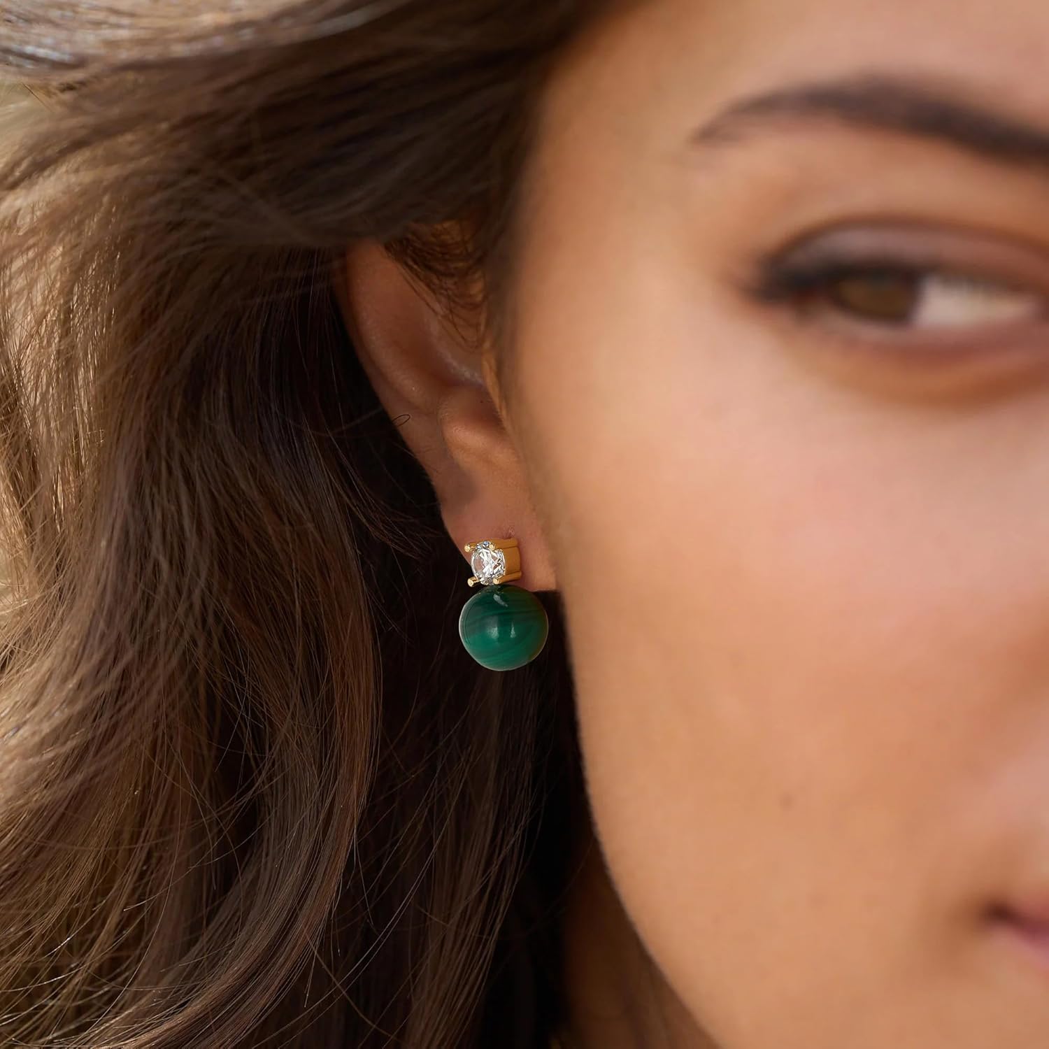 LOYATA Gold Stud Earrings for Women-Diamond Crystal Ball Stud Earrings 14K Gold Plated/925 Sterling Silver Post Hypoallergenic Small Statement Earrings for Women Jewelry Gifts - Image 3