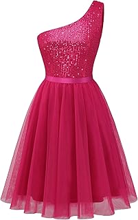 Womens Sequin Short Homecoming Dress Formal One-Shoulder Cocktail Dress - Buy now