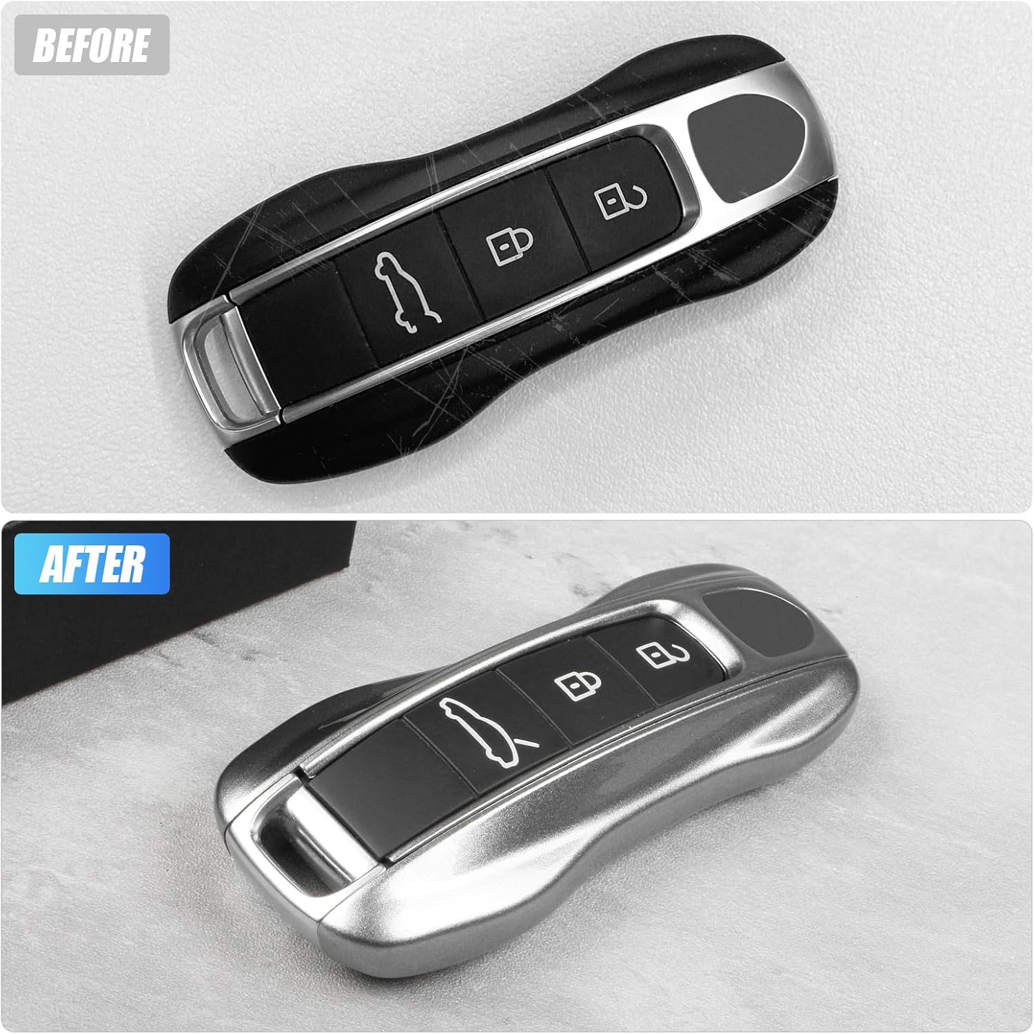 GT Silver Key Fob Cover Compatible with Porsche Cayenne 2018-2025 Panamera 2017-2024 911 2019-2023 Taycan 2019-2024 Compatible with Porsche Key Cover