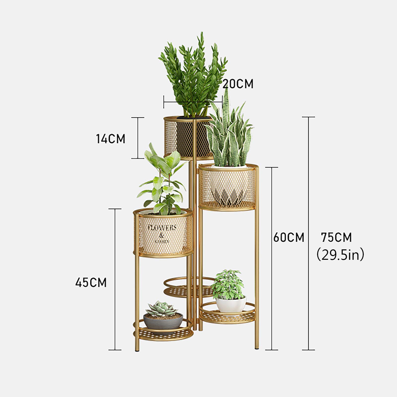 Holder Art Vaso da Fiori, 6 Tier Stand 6 in Vaso di Ferro impianto, casa Pieghevole Decorativo Display Rack, Pianta in Vaso per Patio con Giardino, Soggiorno, Balcone e Camera da Letto,d'oro