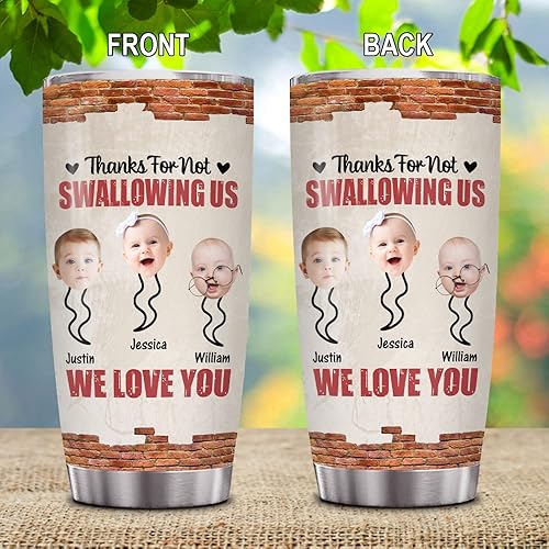 Miniatura 2 de Vaso personalizado para mamá de hijo, hija, esperma divertido con 3 imágenes gracias por no tragarnos, regalos para mamá, foto con nombre